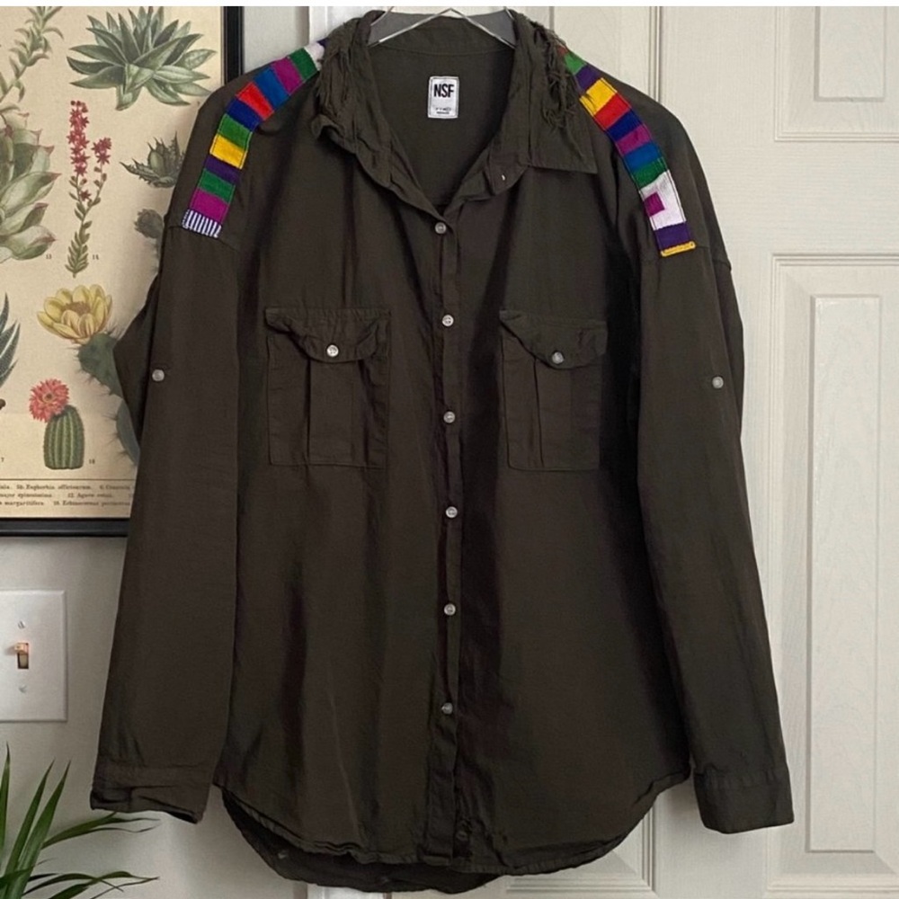 [Nsf] Surplus Distressed Button Up Olive Green - image 1